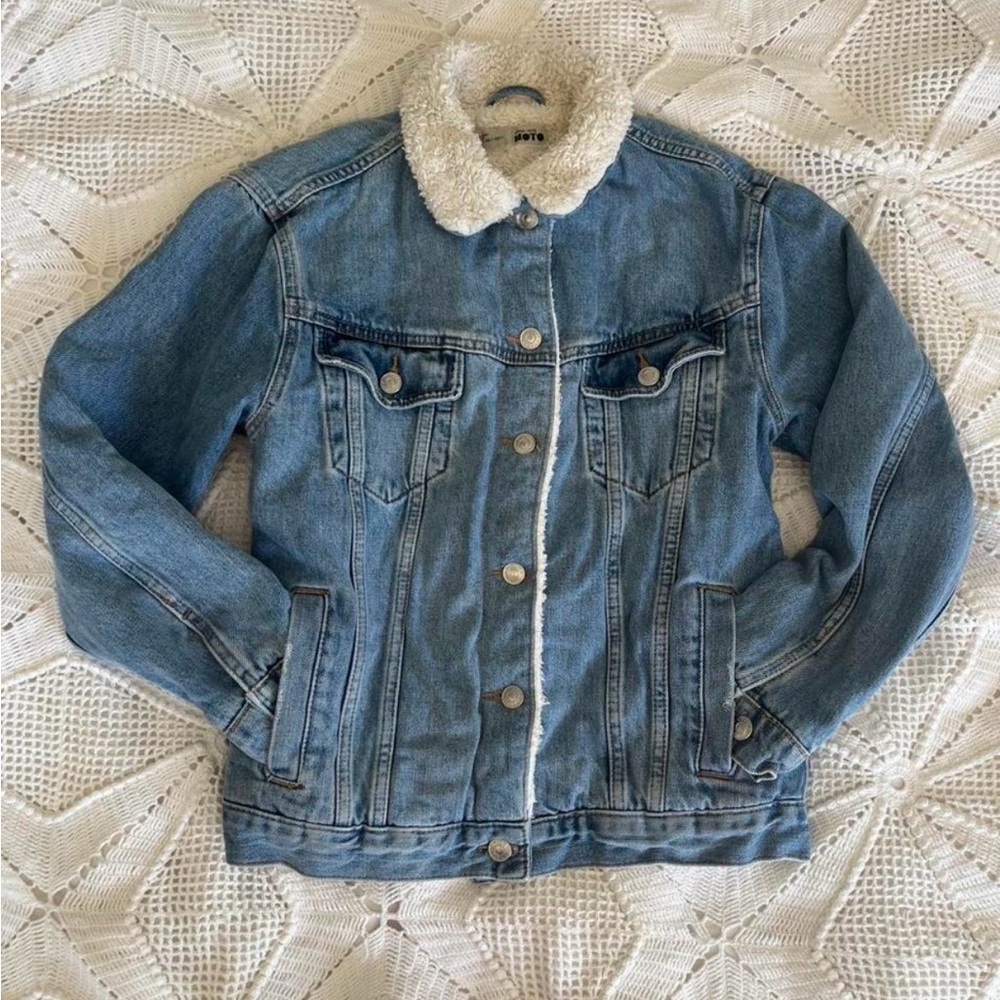 Topshop Moto Cream Sherpa Jacket
